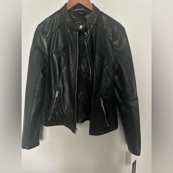 Guess Black Faux Leather Jacket Large New with Tags - Picture 1 of 7